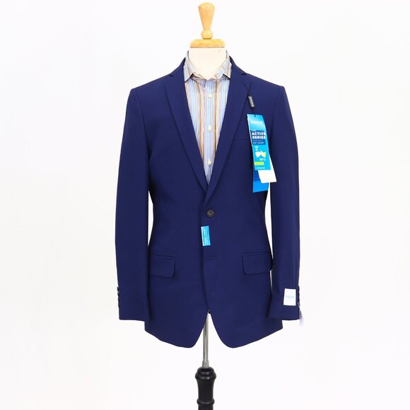 Haggar 40L Blue Solid 2-Button Sport Coat Blazer Jacket T090